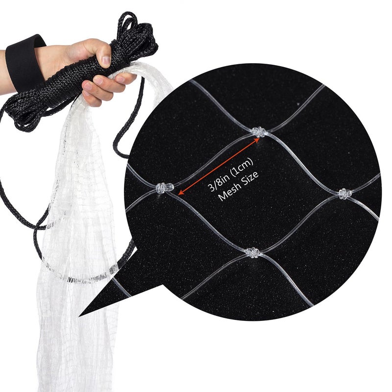 BASSDASH American Saltwater Fishing Cast Net 3/8 1/4-Inch Mesh 4ft 6ft 8ft Radius, 1-Pound Per Foot, for Bait Fish with Utility Bucket Casting - Image 4